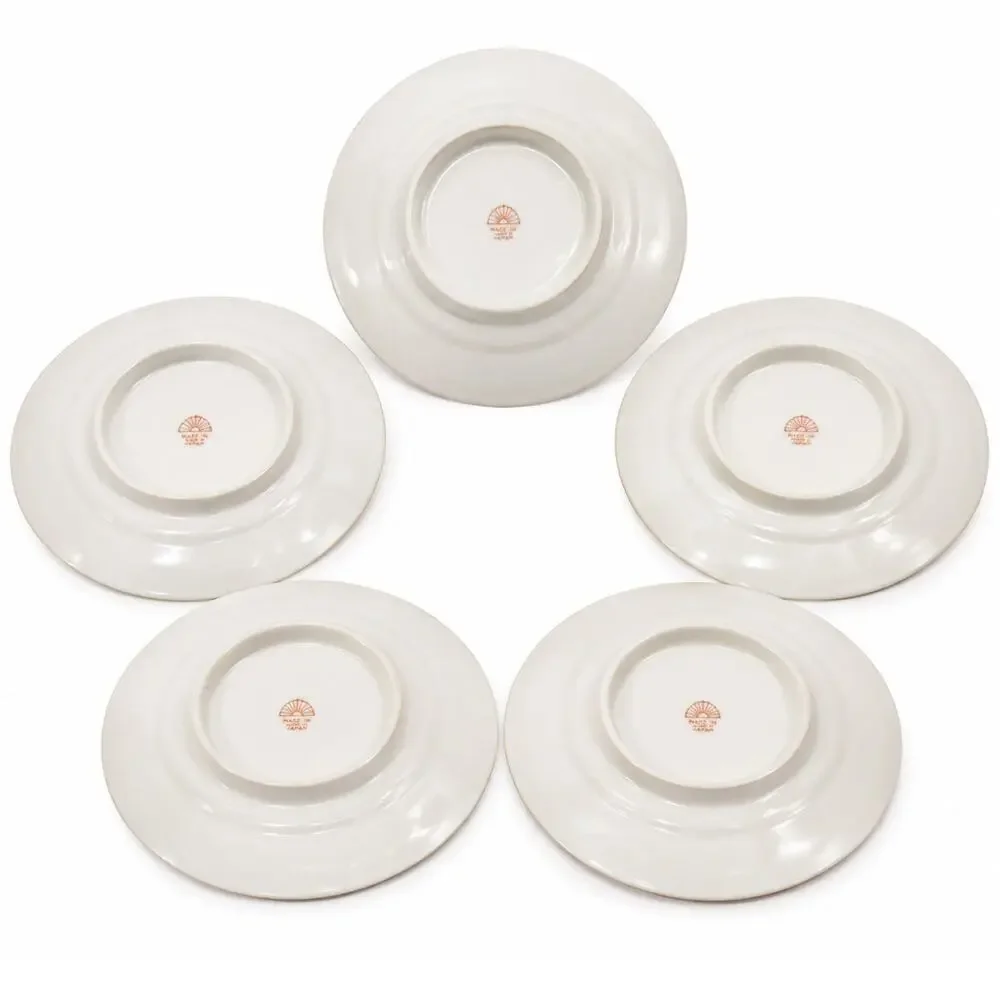 Vintage Japan Lusterware Dessert Plates Set 5 Gold Floral Iridescent 7.25